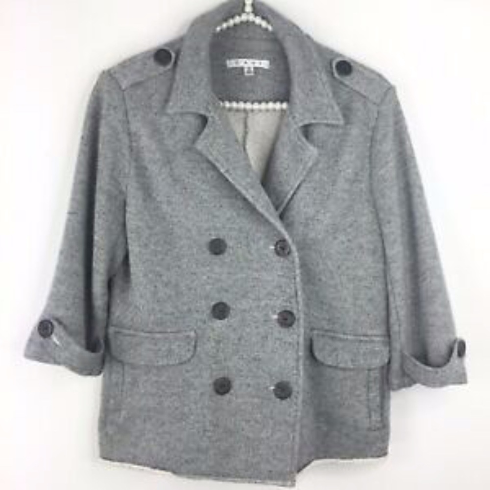 CABI # 393 Gray Shrunken Peacoat Jacket L